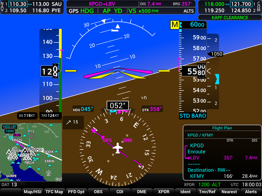 G1000 NXi flight plan on PFD