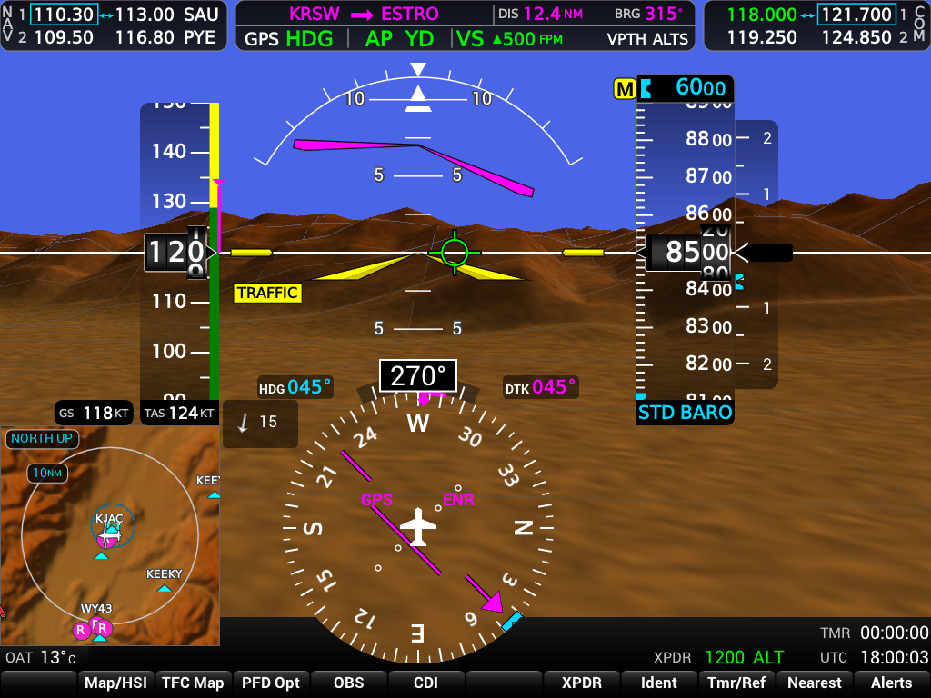 G1000 NXi PFD Synthetic Vision over the Tetons